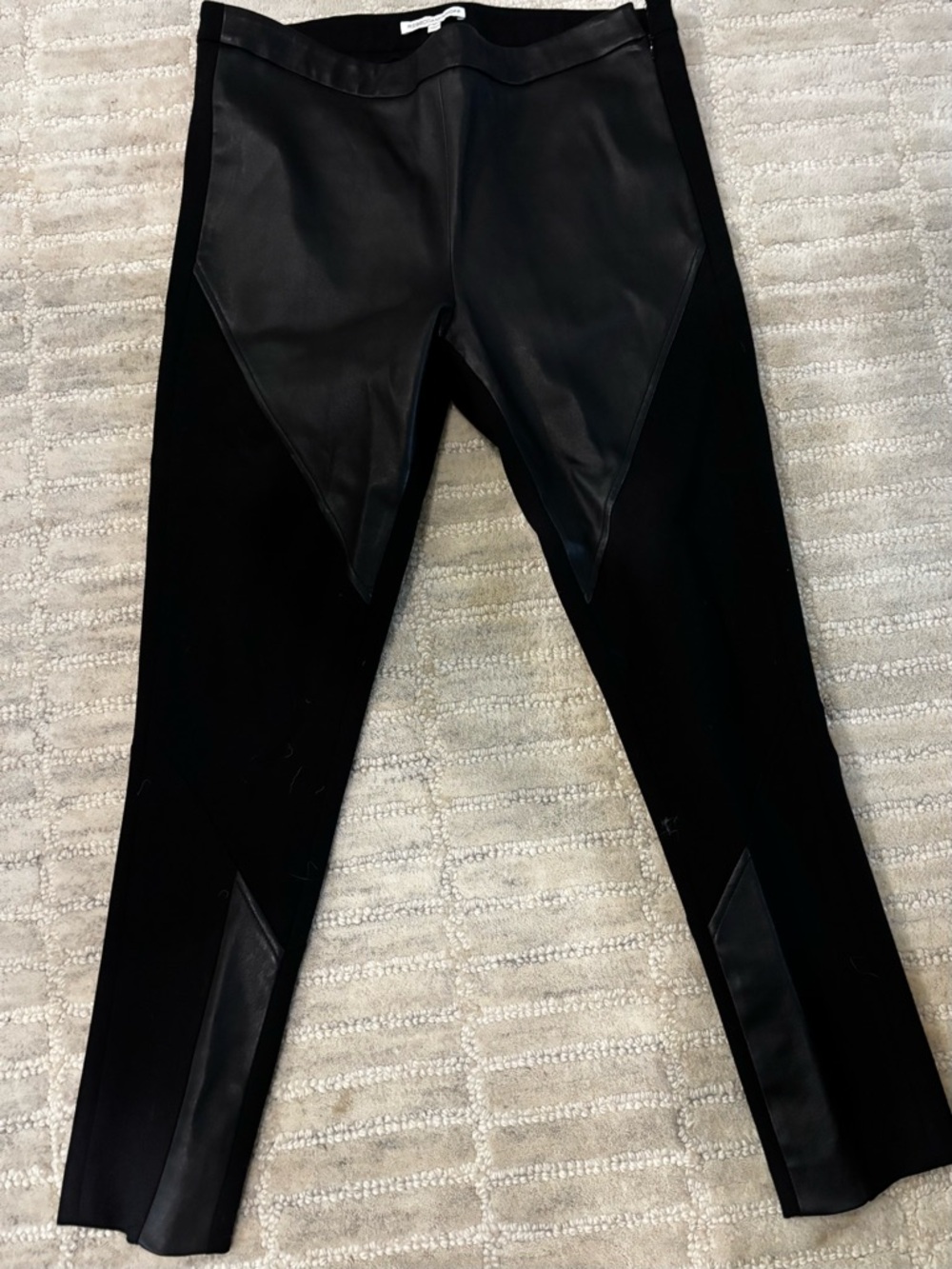 Rebecca Minkoff Black Lambskin Leather Panel Leggings